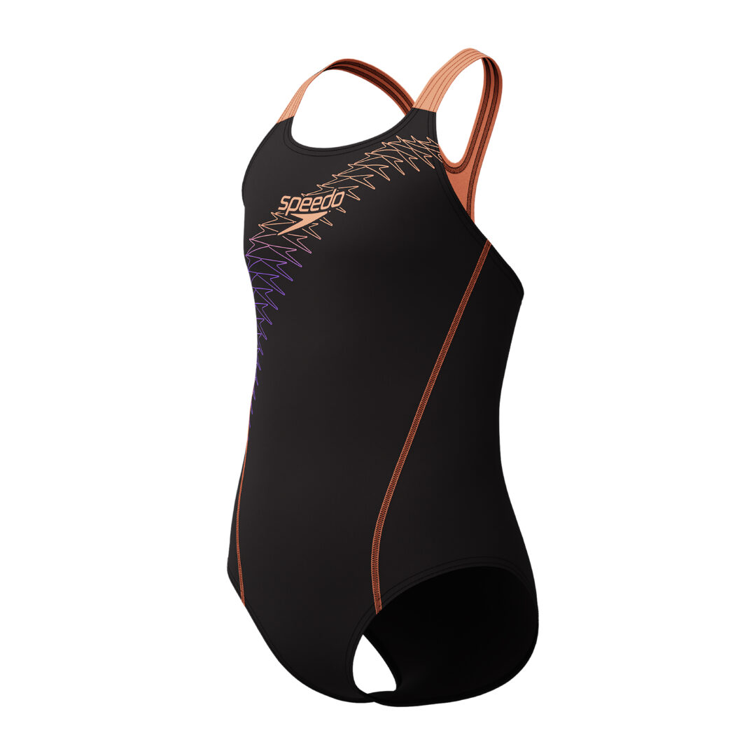 Speedo Meisjes Badpak Medley Logo Medalist Zwart/Oranje