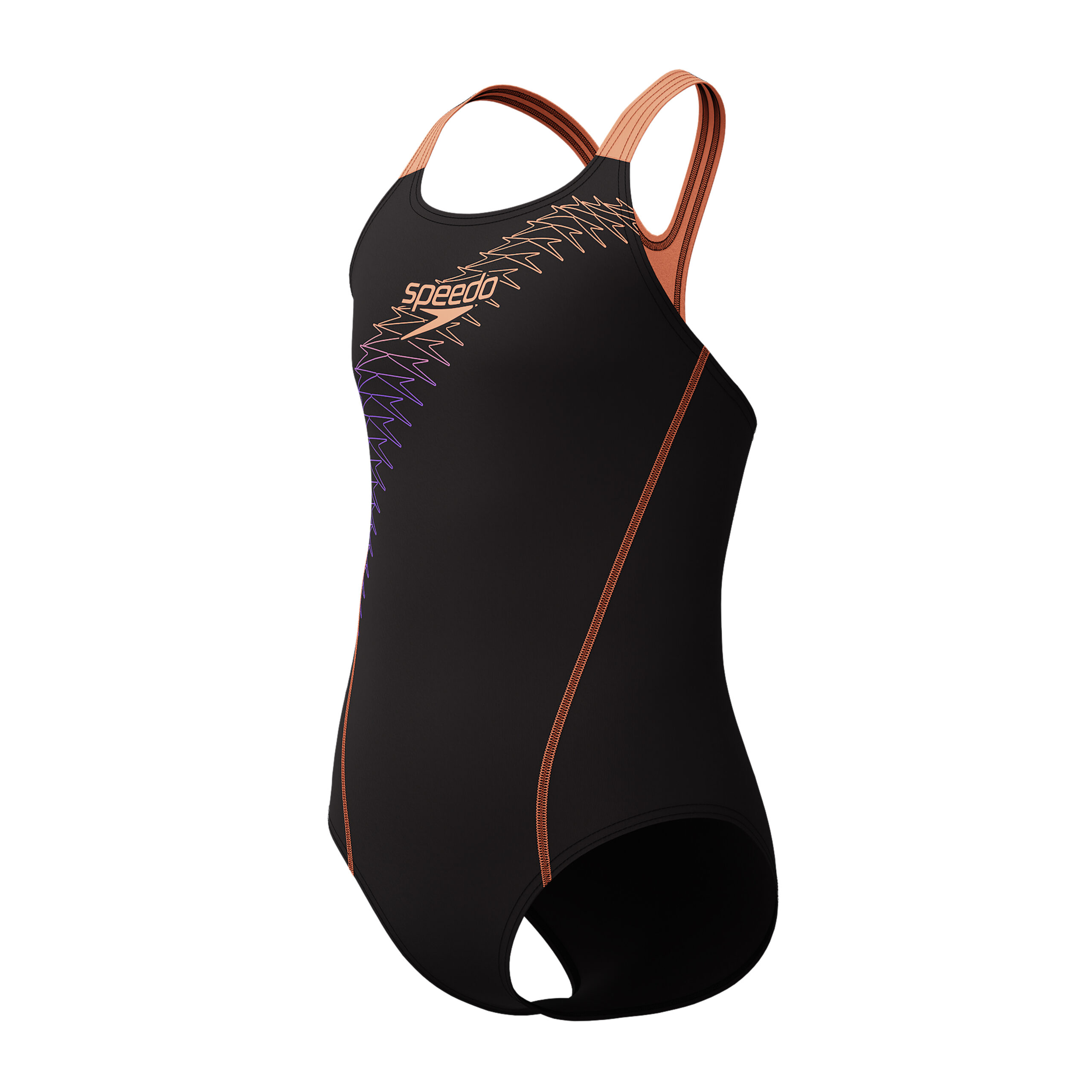 Speedo Meisjes Badpak Medley Logo Medalist Zwart/Oranje