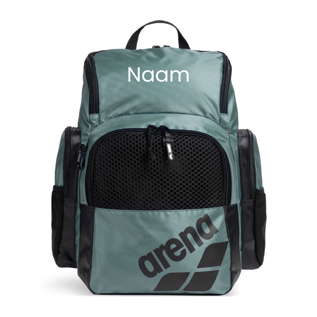 Arena Rugtas 35L One Go Groen bedrukt met naam